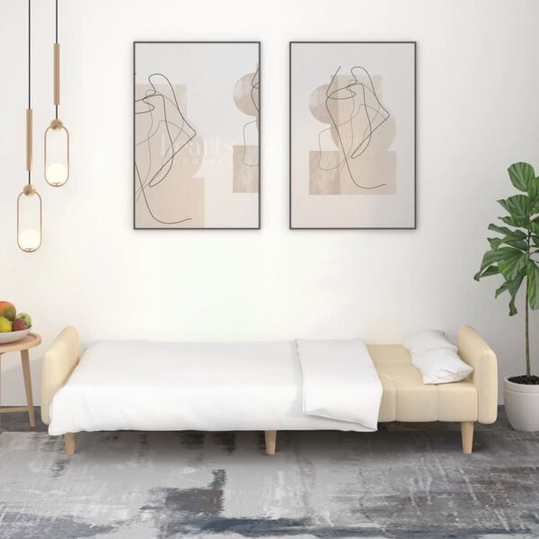 vidaXL Schlafsofa 2-Sitzer Creme Stoff