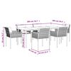 vidaXL 7-tlg. Garten-Essgruppe mit Kissen Poly Rattan und Stahl
