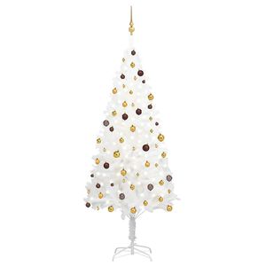 vidaXL K&uuml;nstlicher Weihnachtsbaum mit Beleuchtung & Kugeln Wei&szlig; 240 cm