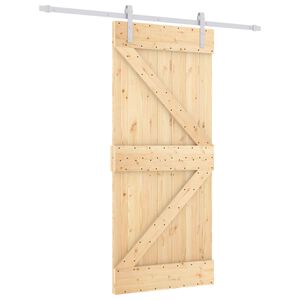 vidaXL Schiebet&uuml;r 90 x 210 cm Massives Kiefernholz Nat&uuml;rlich und Wei&szlig;