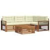 vidaXL Outdoor-Sofagarnitur mit Kissen 5 pcs Natur und Creme