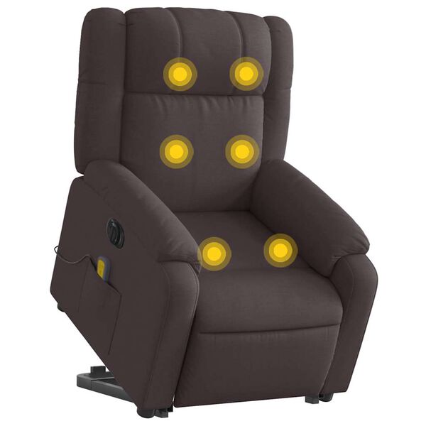 vidaXL Elektrischer Massagesessel mit Aufstehhilfe Dunkelbraun Stoff