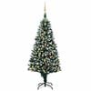 vidaXL K&uuml;nstlicher Weihnachtsbaum mit LEDs Kugeln Zapfen 210 cm