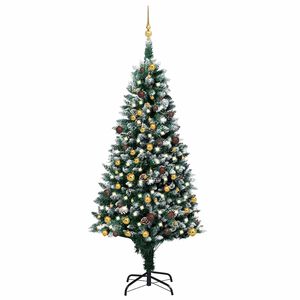 vidaXL K&uuml;nstlicher Weihnachtsbaum mit LEDs Kugeln Zapfen 210 cm