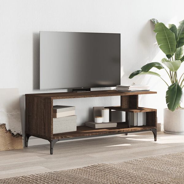 vidaXL TV-Schrank Braun Eichen-Optik 102x40x41 cm Holzwerkstoff Stahl