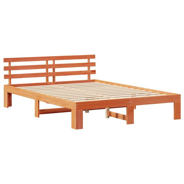 vidaXL Bettrahmen Wachsbraun 140 x 200 cm Massives Kiefernholz