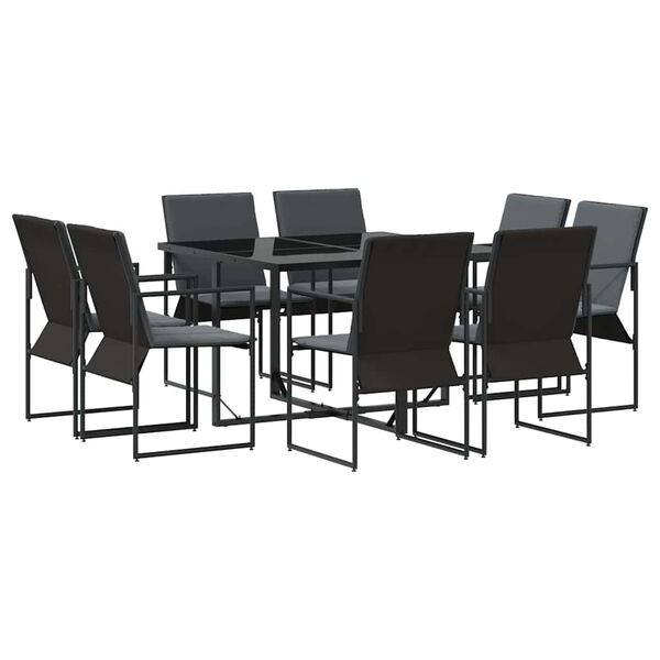 vidaXL Garten Essgruppe 9 pcs Schwarz Stahl