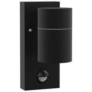 vidaXL Au&szlig;enwandleuchte Schwarz 6,5 x 10,5 x 16 cm Edelstahl und Glas