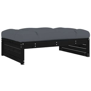 vidaXL Gartenhocker Schwarz 120x80 cm Massivholz Kiefer