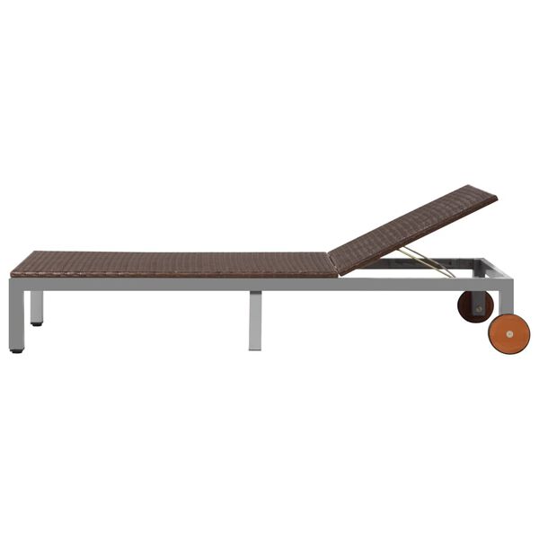 vidaXL Sonnenliege mit Rollen Poly Rattan Braun