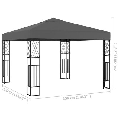 vidaXL Pavillon 3×3 m Anthrazit Stoff