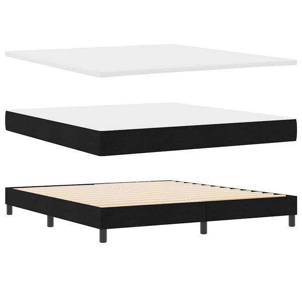 vidaXL Boxspringbett mit Matratze Schwarz 180 x 200 cm Stoff