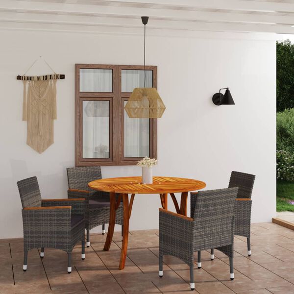 vidaXL 5-tlg. Garten-Essgruppe Grau