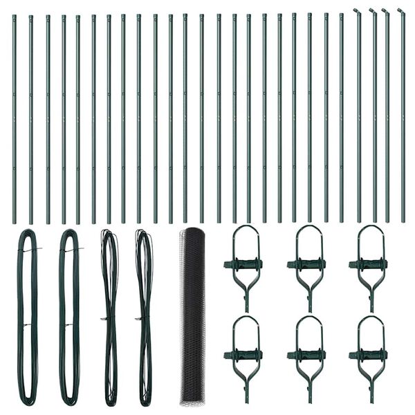 vidaXL Zaunpfosten Grau 50 x 1,2 m (50 mm Gitter) Stahl und PVC