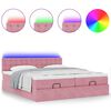 vidaXL Ottoman-Bett mit Matratzen & LEDs Rosa 160x200 cm Samt