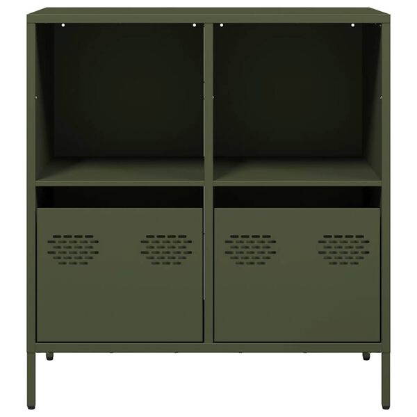 vidaXL Sideboard Olivgr&uuml;n 68x39x73,5 cm Kaltgewalzter Stahl