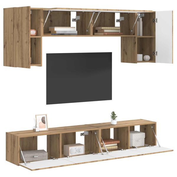 vidaXL TV-Schrankset Wandmontiert 4 pcs Altholz Holzwerkstoff