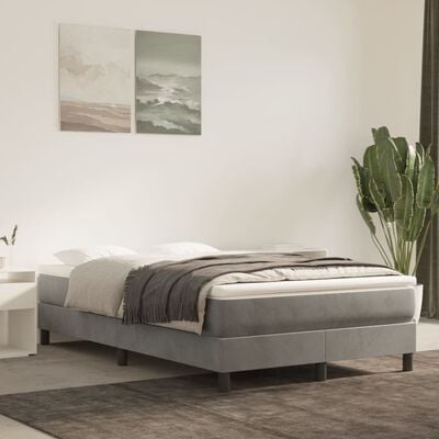 vidaXL Boxspringbett mit Matratze Hellgrau 120x200 cm Samt