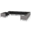 vidaXL 11-tlg. Garten-Lounge-Set mit Kissen Poly Rattan Dunkelgrau