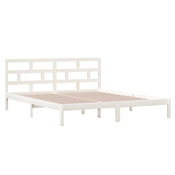vidaXL Massivholzbett Wei&szlig; 135x190 cm