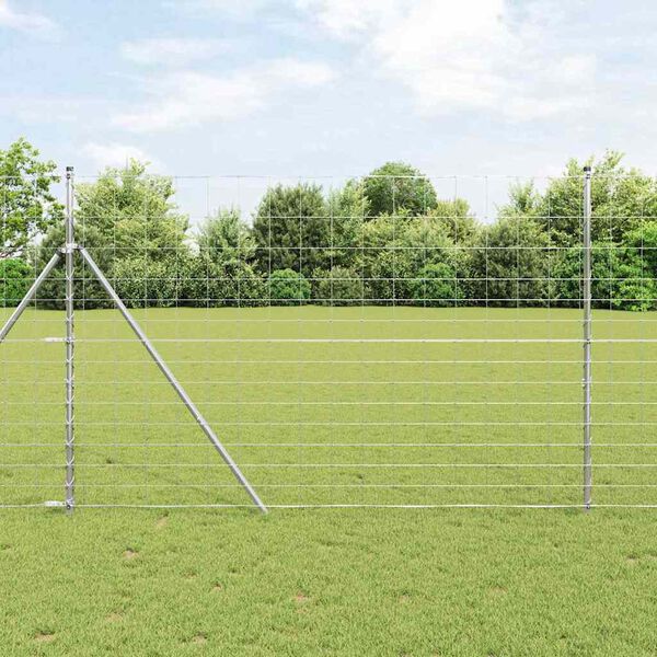 vidaXL Feldzaun Silber 25 x 1,6 m Verzinkter Stahl