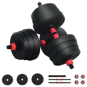vidaXL 2-in-1 Kurzhantel Langhantel Set 20 kg Schwarz und Rot