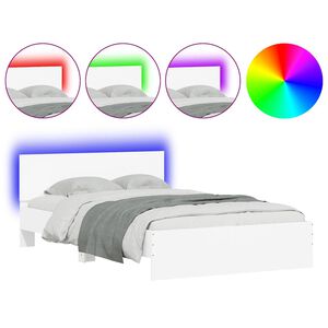 vidaXL Bettgestell mit Kopfteil LED-Beleuchtung Wei&szlig; 140x200 cm