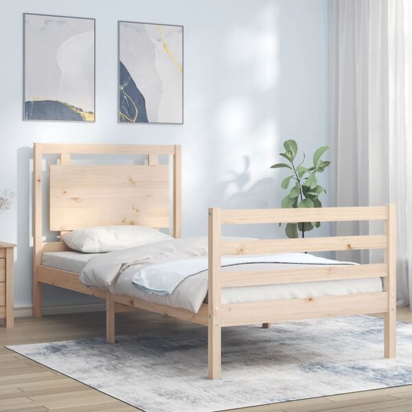 vidaXL Massivholzbett mit Kopfteil 100x200 cm