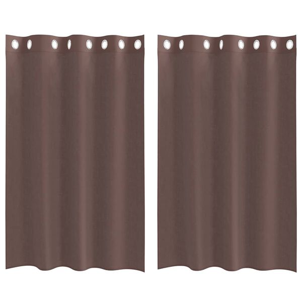 vidaXL Voile Vorh&auml;nge mit &Ouml;sen 2 Stk. Braun 140x175 cm