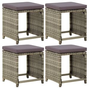 vidaXL Gartenhocker 4 Stk. mit Kissen Poly Rattan Grau