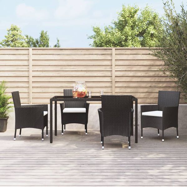 vidaXL Gartenst&uuml;hle mit Kissen 4 Stk. Poly Rattan Schwarz
