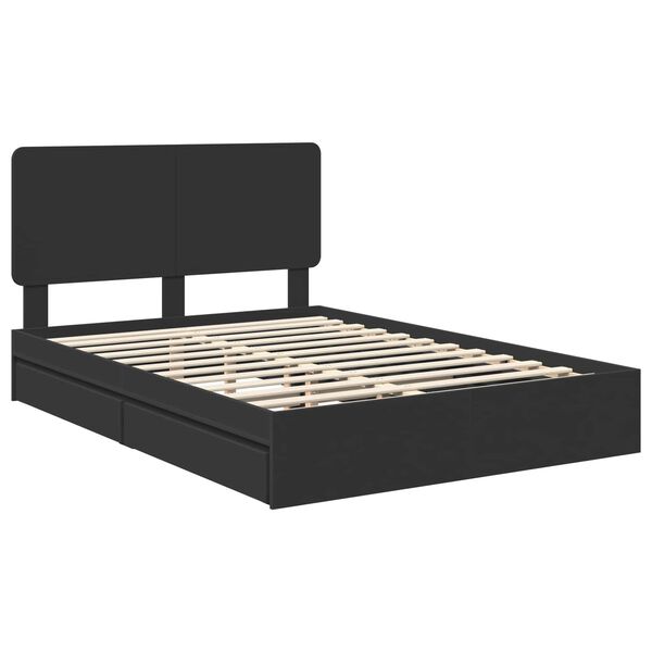 vidaXL Aufbewahrungsbett Schwarz 150 x 200 cm Holzwerkstoff