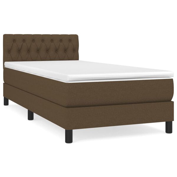 vidaXL Boxspringbett mit Matratze Dunkelbraun 90x200 cm Stoff