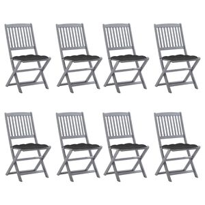 vidaXL Klappbare Gartenst&uuml;hle 8 Stk. mit Kissen Massivholz Akazie