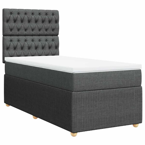 vidaXL Boxspringbett mit Matratze Dunkelgrau 100x200 cm Stoff