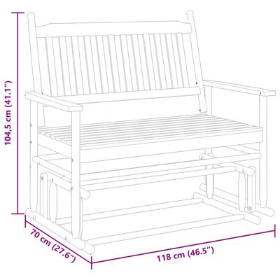 vidaXL Schaukelbank Schwarz 118x70x104,5 cm Massivholz Pappel