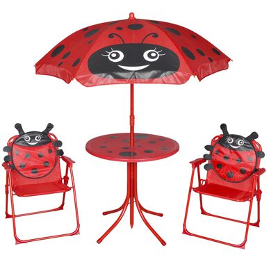 vidaXL 3-tlg. Garten-Bistro-Set für Kinder mit Sonnenschirm Rot