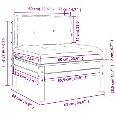 vidaXL Gartensofa ohne Armlehnen mit Kissen Wachsbraun Kiefernholz