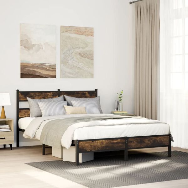vidaXL Bettgestell ohne Matratze R&auml;uchereiche 90x200 cm Holzwerkstoff