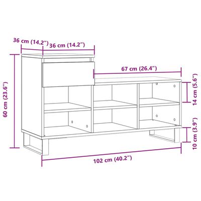 vidaXL Schuhregal Hochglanz-Weiß 102x36x60 cm Holzwerkstoff