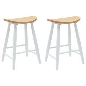 vidaXL Esszimmerst&uuml;hle 2 pcs Wei&szlig; 46 x 37 x 63 cm Massives Gummiholz