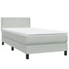 vidaXL Boxspringbett mit Matratze & LED Hellgrau 100x220 cm Samt