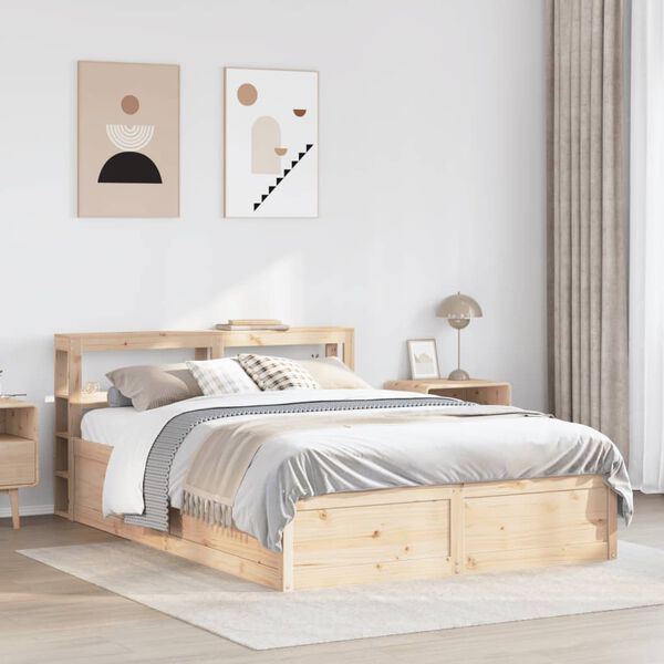 vidaXL Massivholzbett mit Kopfteil 120x190 cm Kiefer