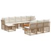 vidaXL Outdoor-Sofagarnitur 11 stk. 10-Sitzer Natur und Cremewei&szlig;