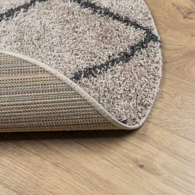 vidaXL Shaggy-Teppich PAMPLONA Hochflor Modern Beige Anthrazit Ø 120cm