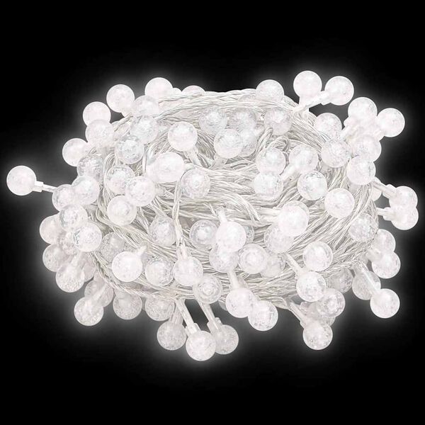 vidaXL Lichterkette Kugeln 20 m 200 LED Kaltwei&szlig; 8 Funktionen
