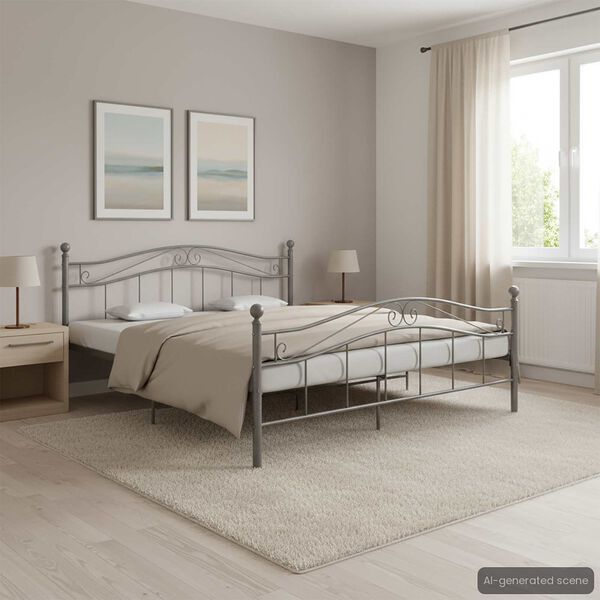 vidaXL Bett Grau Metall 140x200 cm