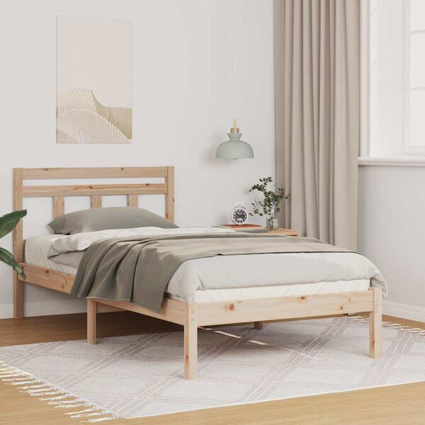 vidaXL Bettrahmen Braun 75 x 190 cm Massives Kiefernholz