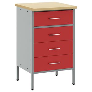 vidaXL Werkbank Rot und Grau 50 x 55 x 85 cm Ingenieure Holz und Stahl
