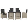vidaXL Garten Essgruppe mit Kissen 7 pcs Hellgrau Poly-Rattan